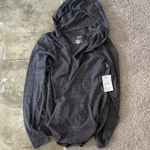 Grey v neck pullover hoodie